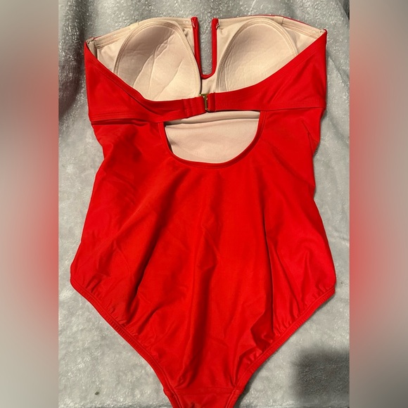 Kona Sol Red Strapless One Piece Swimsuit - Picture 2 of 3